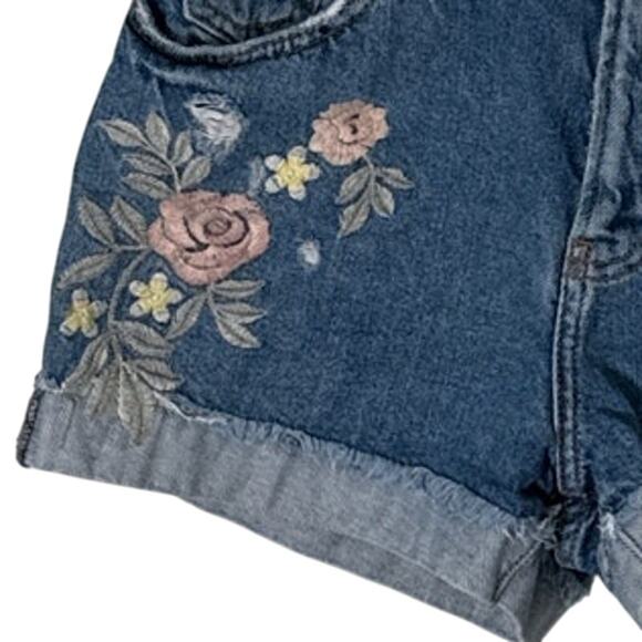 Mango Denim Women's Floral Rose Embroidered Jean Shorts Size 2 - Picture 6 of 6
